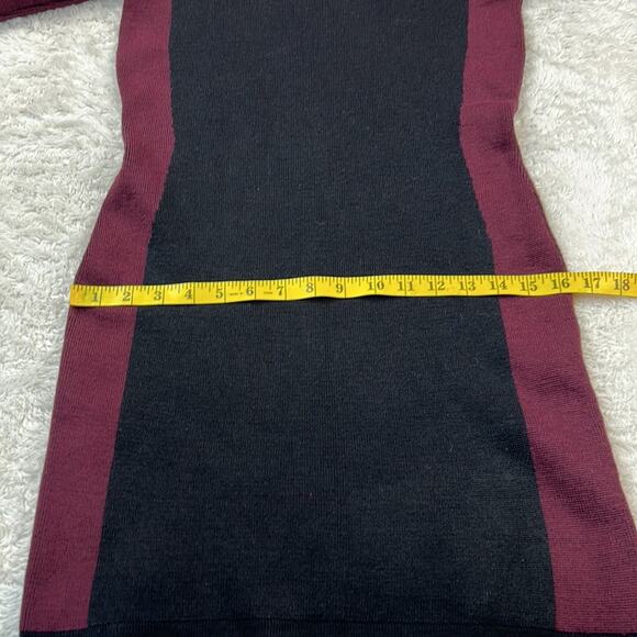 Cycle Wool Italian black maroon racing stripe bodycon sweater dress, size med - Picture 8 of 9